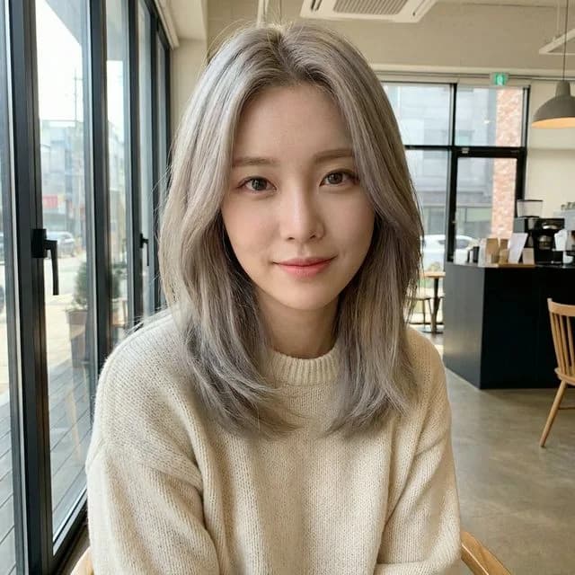 AI ash blonde hair color try-on on medium length hair 2026