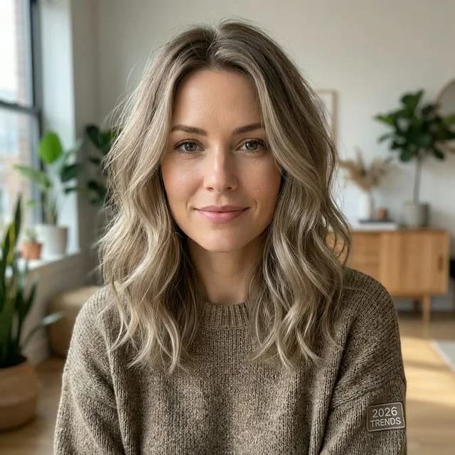 AI ash blonde hair color try-on on medium length hair 2026