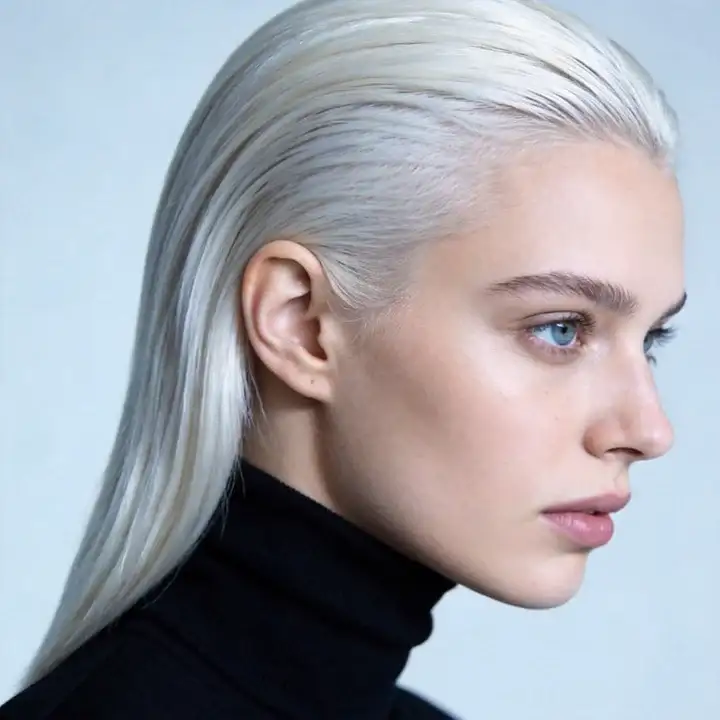 Woman with platinum blonde hair
