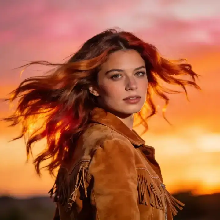 Woman with copper red hair
