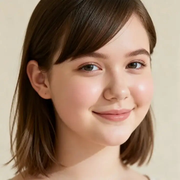 Side-swept bangs hairstyle on round face