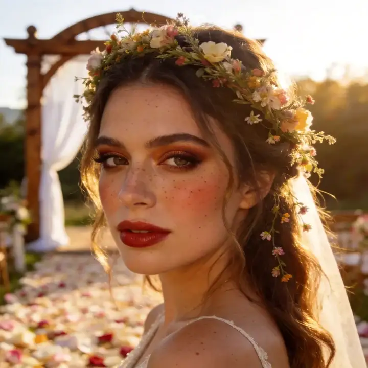 Boho chic bridal makeup